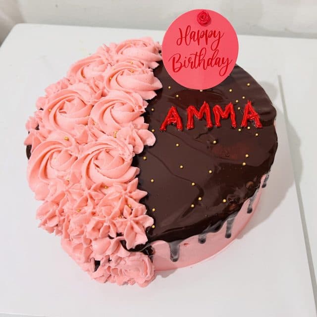 Pink birthday cake made for mom — image 2