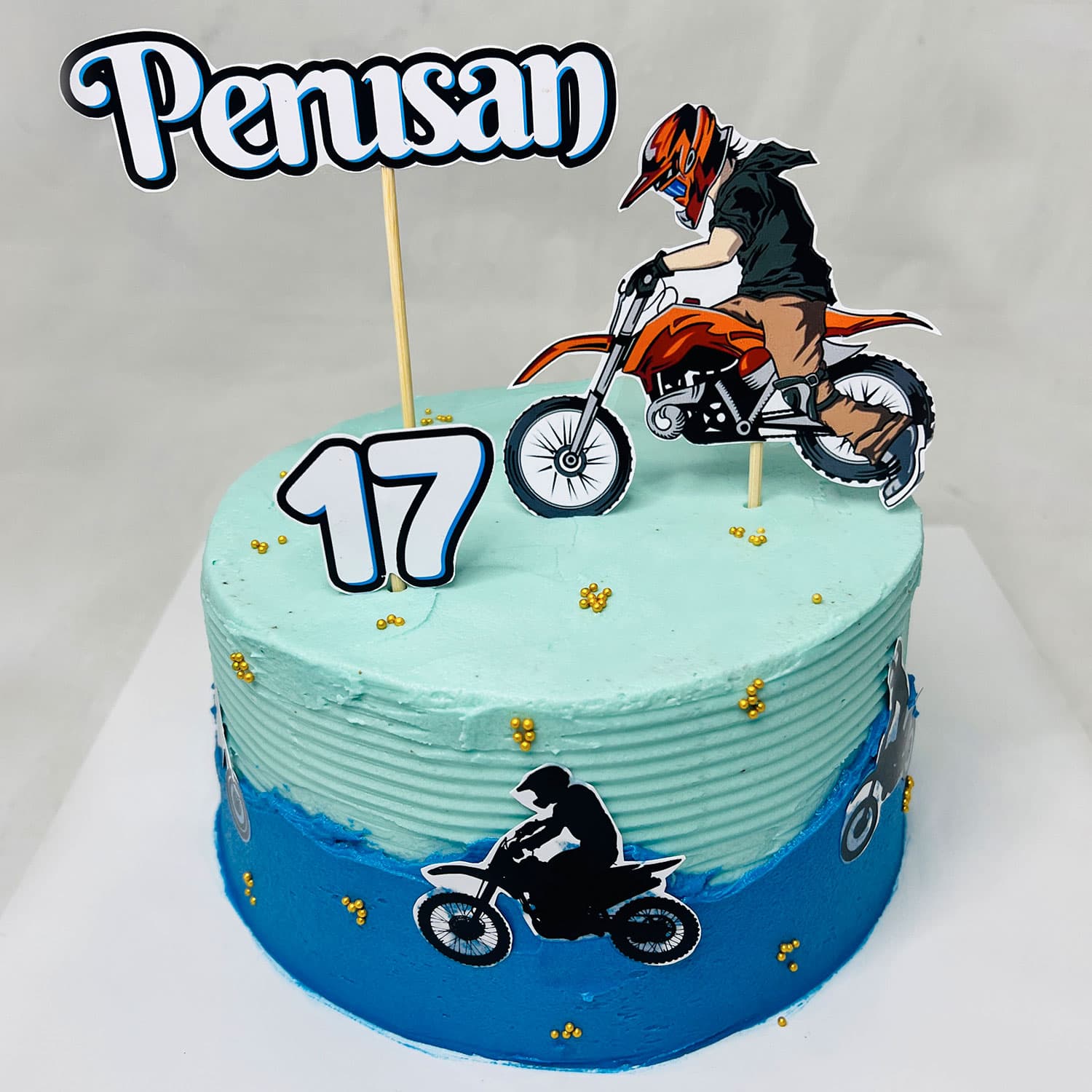 Pink Blue Biker Themed Birthday Cake — image 5