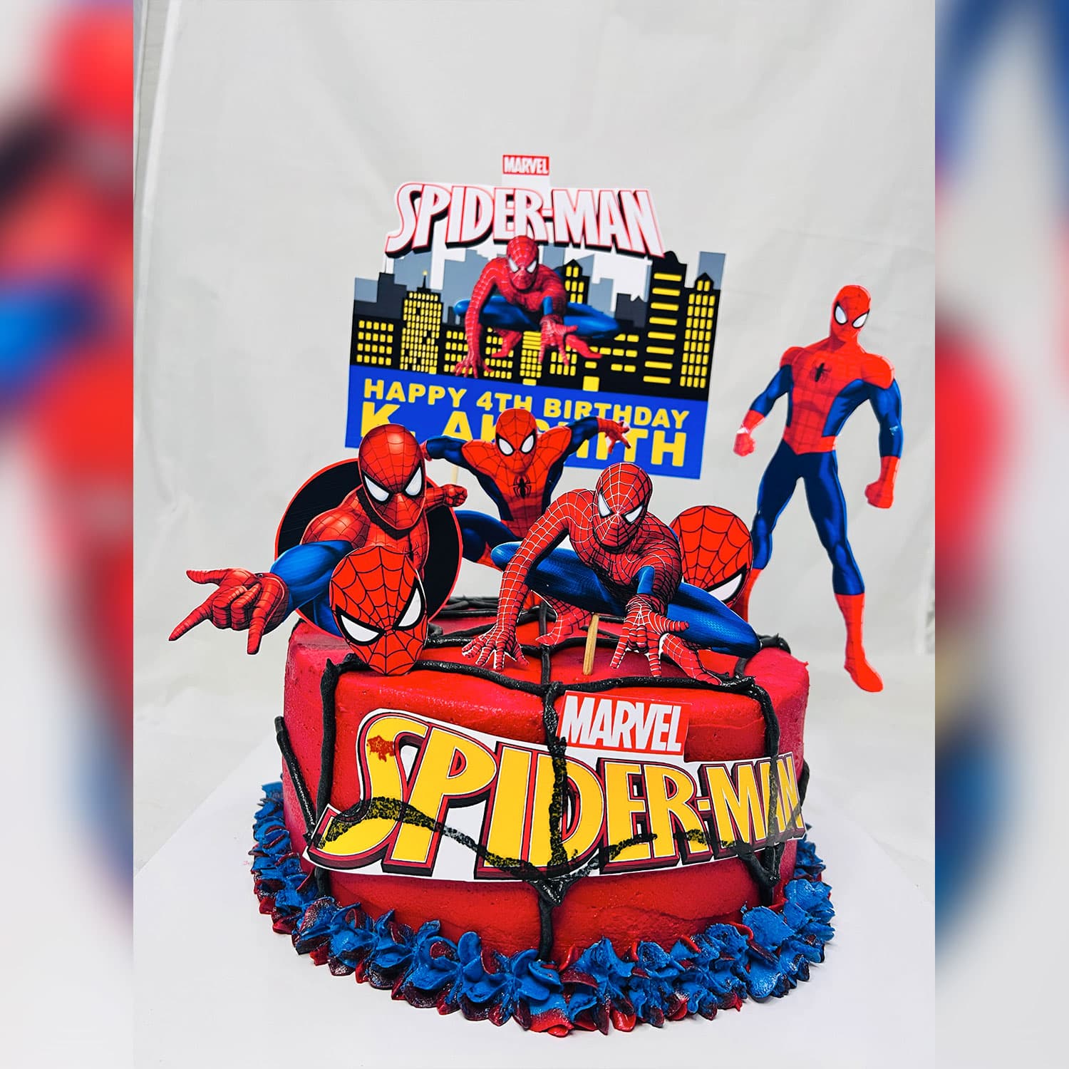 Pink Spider Man Themed Birthday Cake — image 3