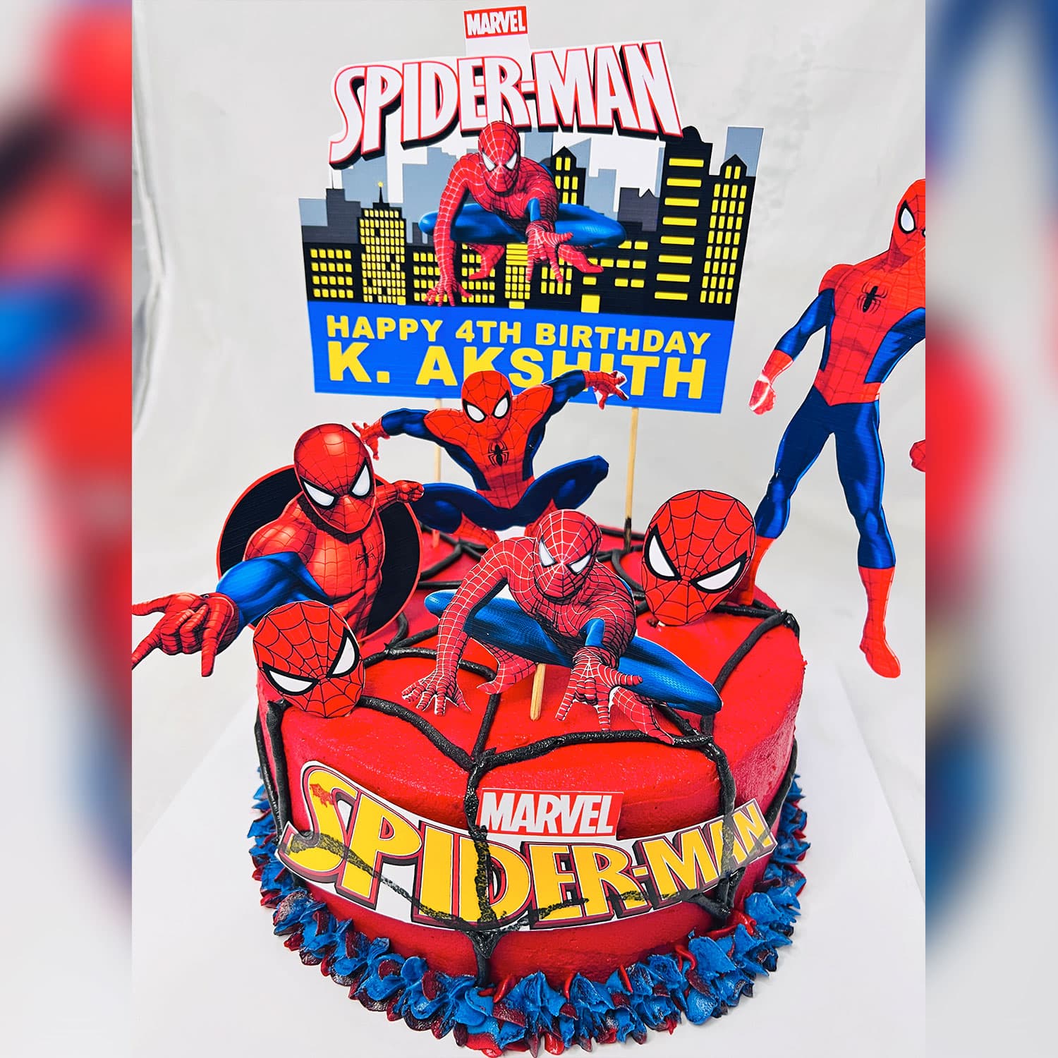 Pink Spider Man Themed Birthday Cake — image 4