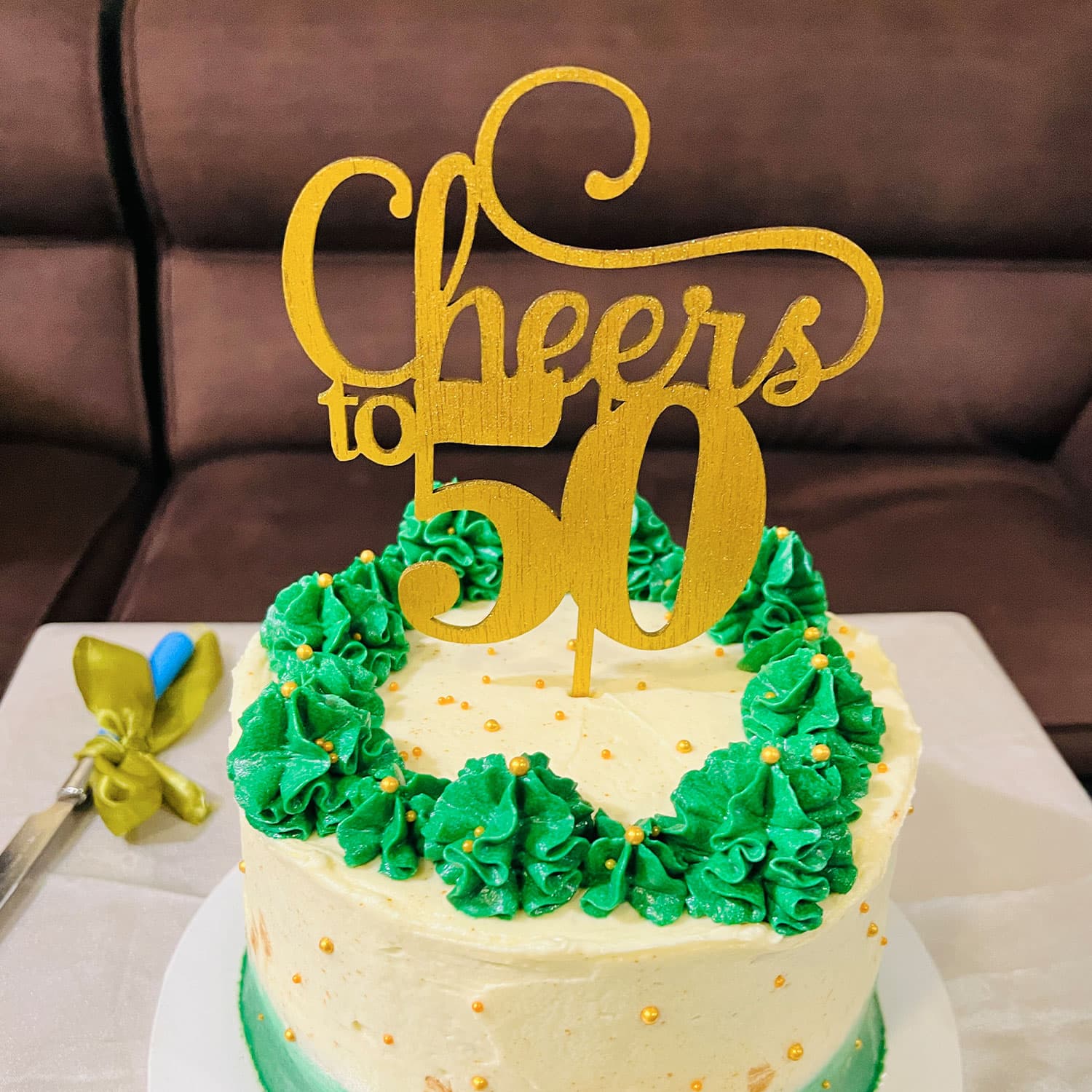 Green 50 Years Birthday Cake — image 6
