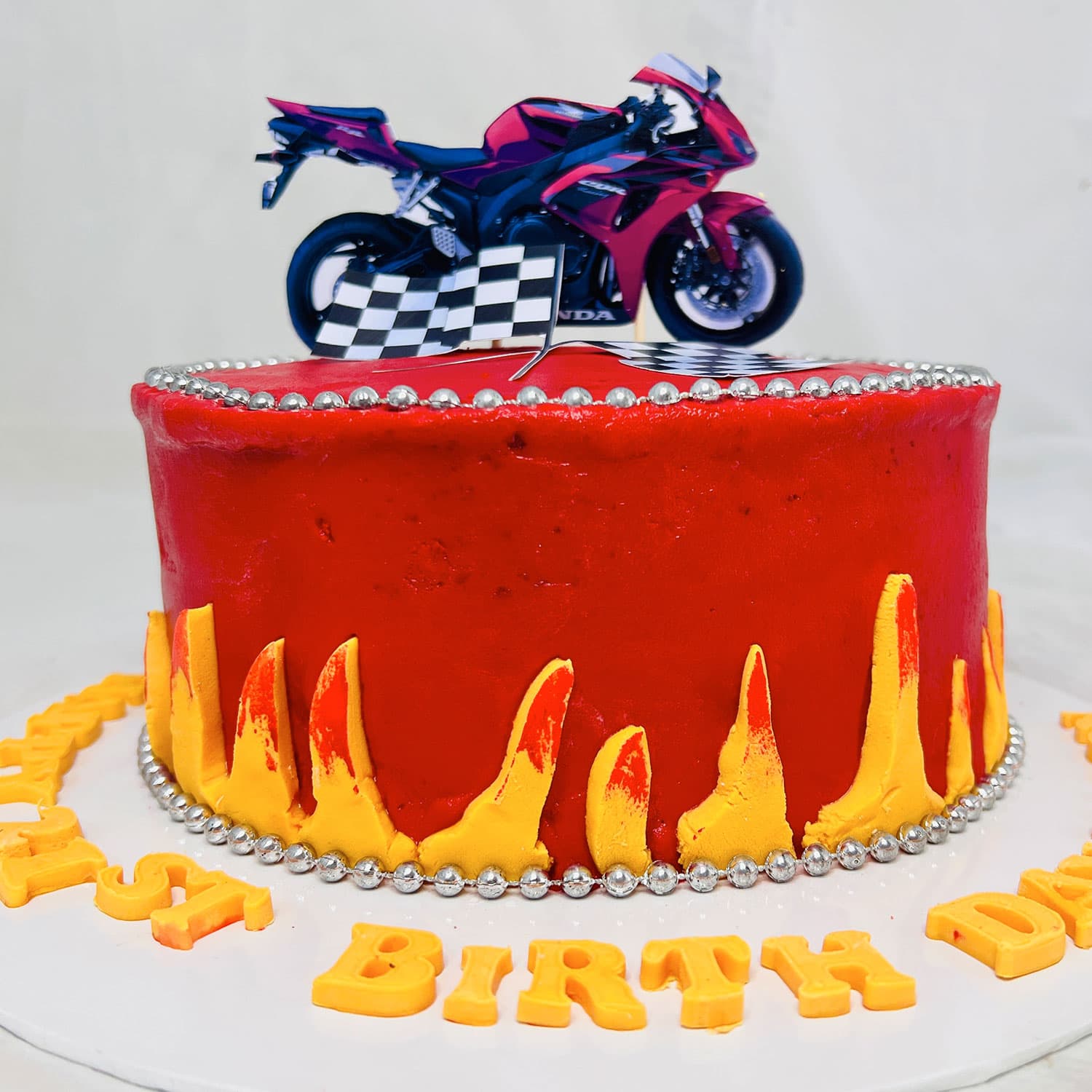Pink Biker Themed Birthday Cake — image 3