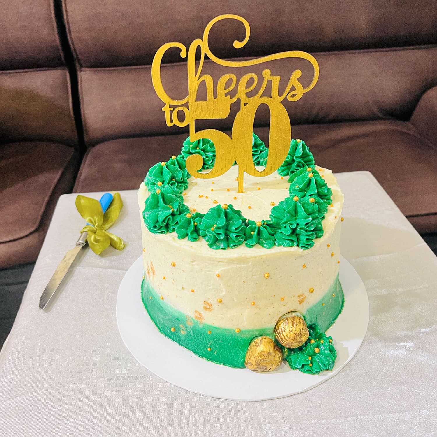 Green 50 Years Birthday Cake — image 2