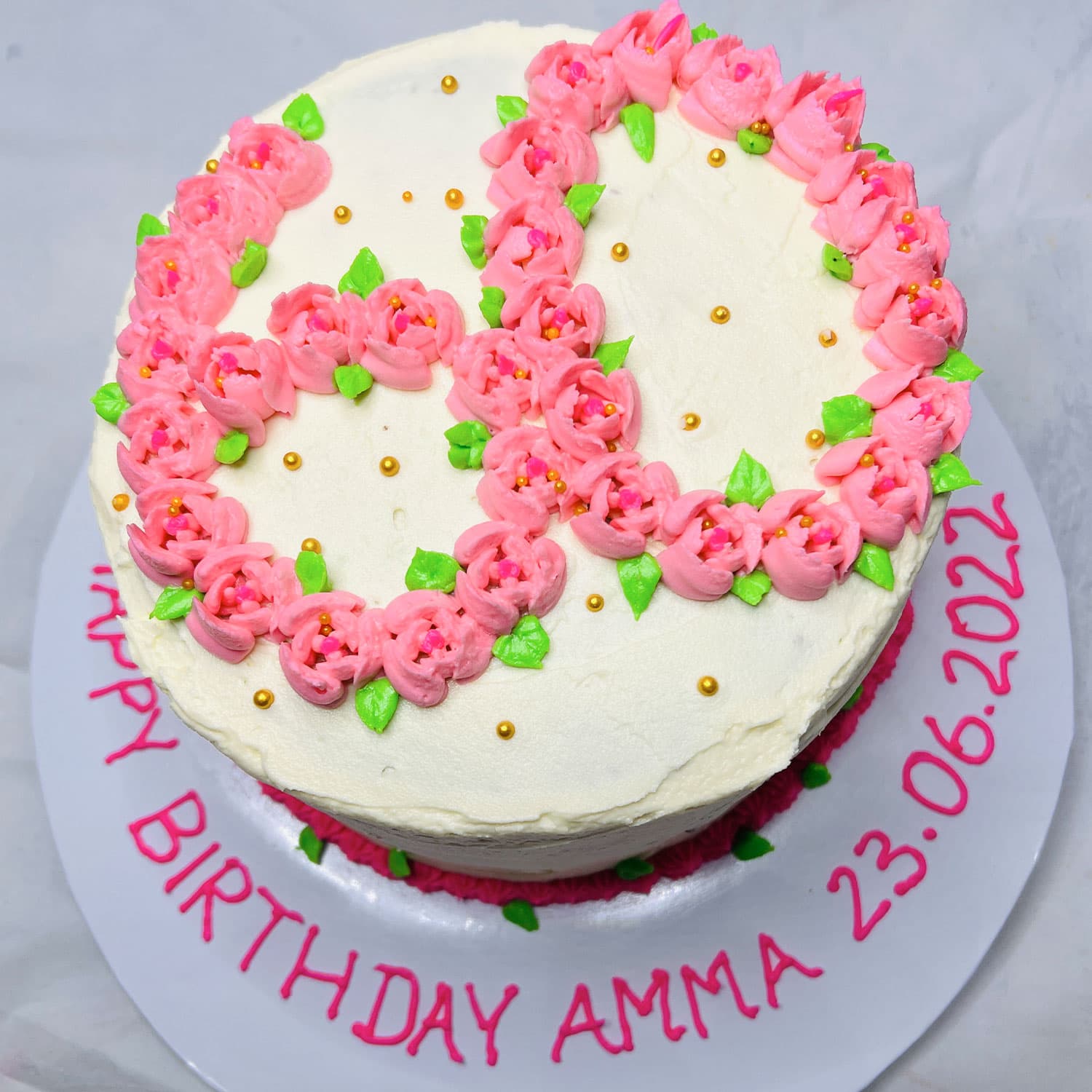 Pink 60 Years Birthday Cake - Customizable & Unique Designs - Order Online — image 4