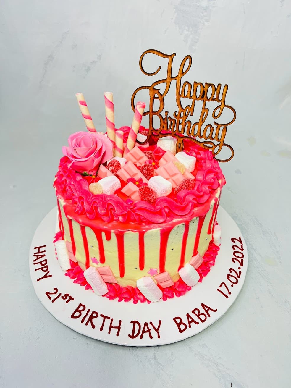 Pink themed 21st Birthday Cake — image 3