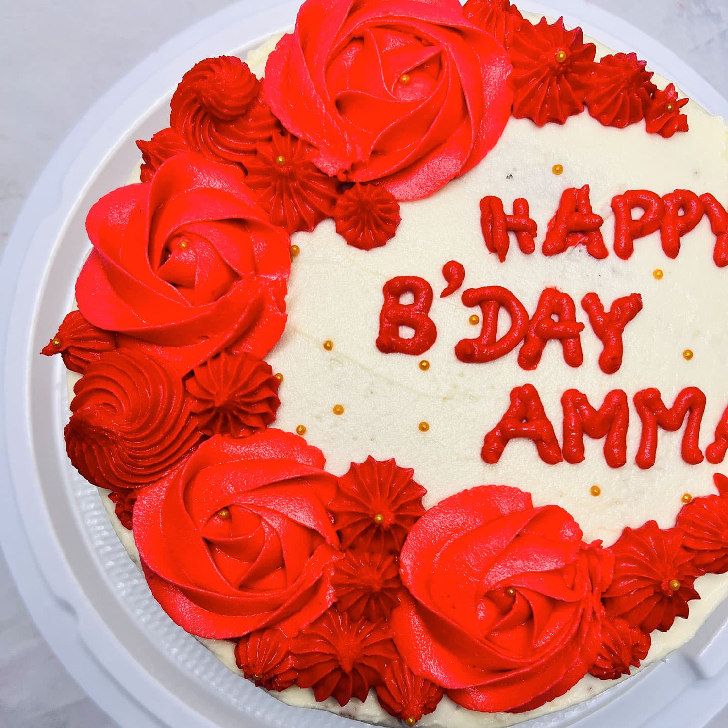 Pink and red Happy Birthday Mom Cake — image 4