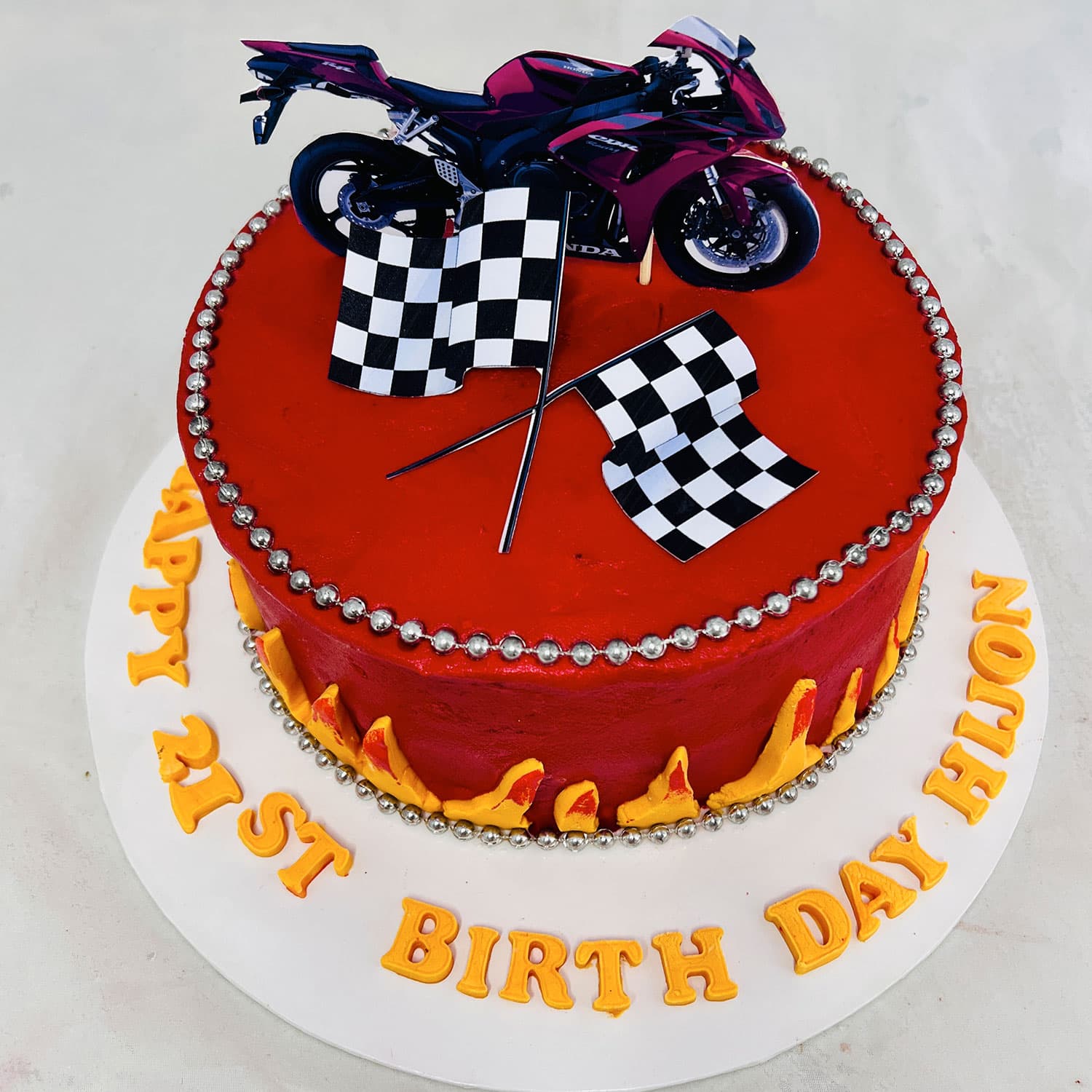 Pink Biker Themed Birthday Cake — image 5