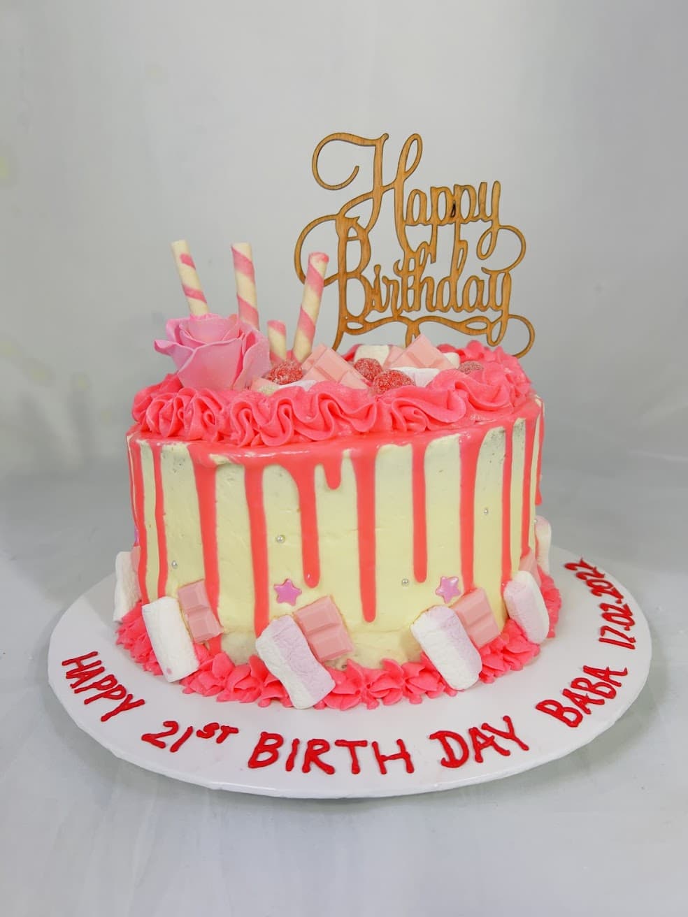 Pink themed 21st Birthday Cake