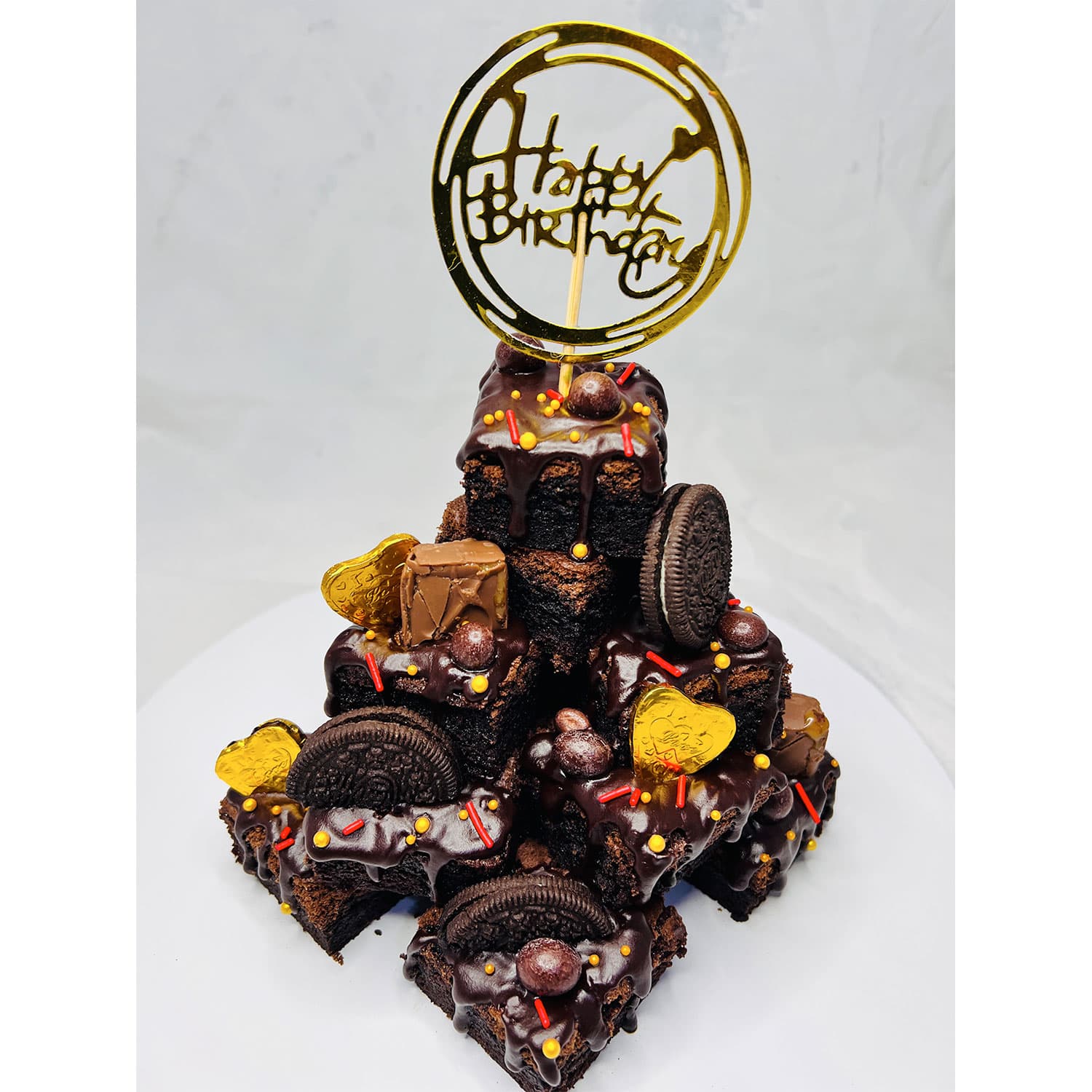 Stacked chocolate brownie celebration tower — image 3