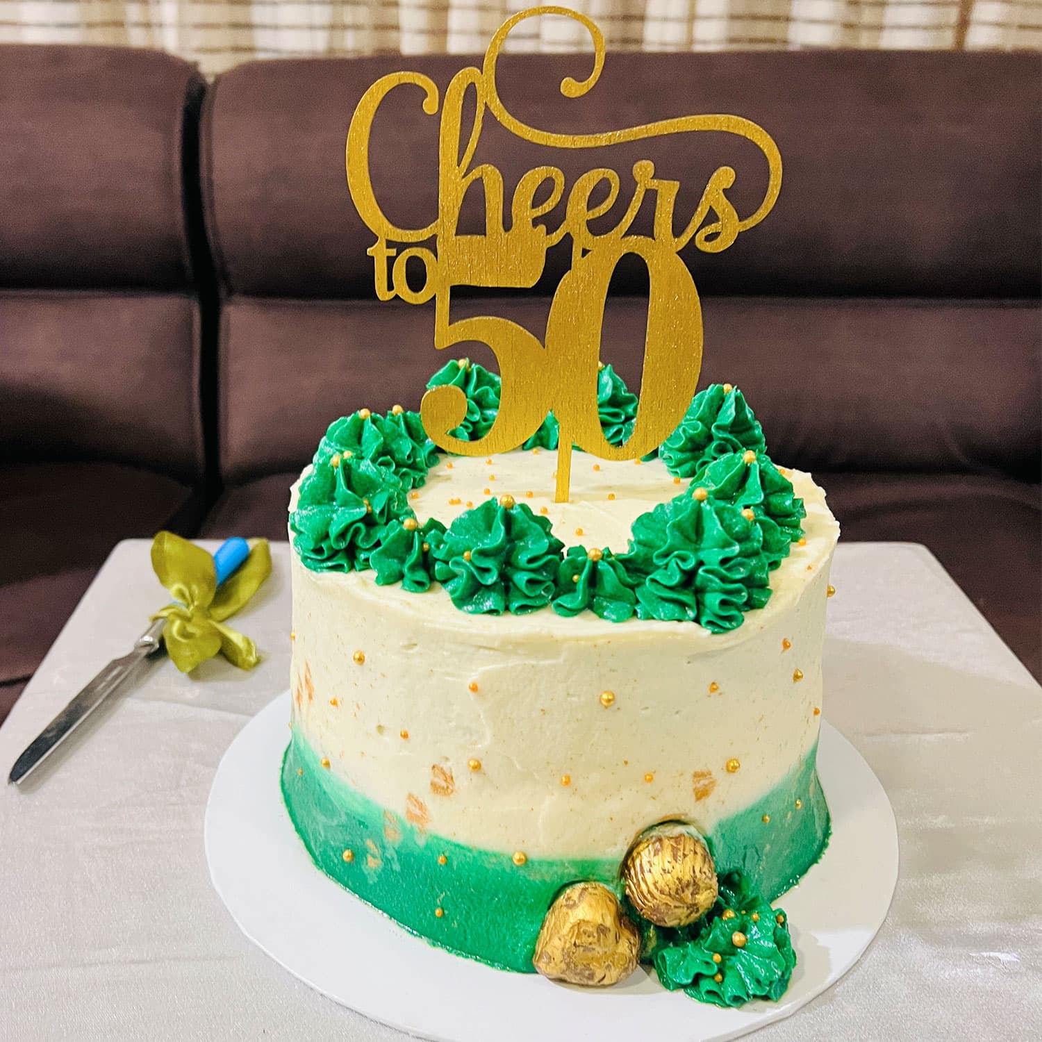 Green 50 Years Birthday Cake — image 3