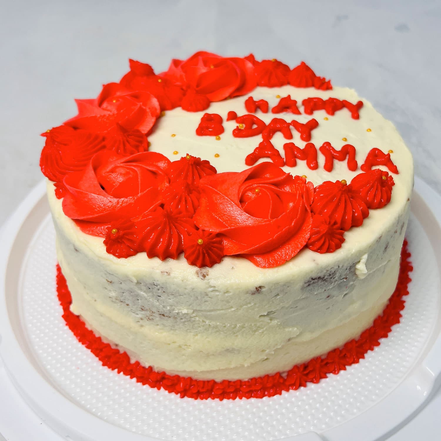Pink and red Happy Birthday Mom Cake — image 6