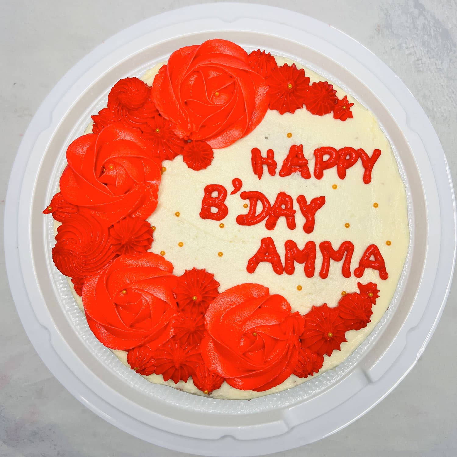 Pink and red Happy Birthday Mom Cake — image 3