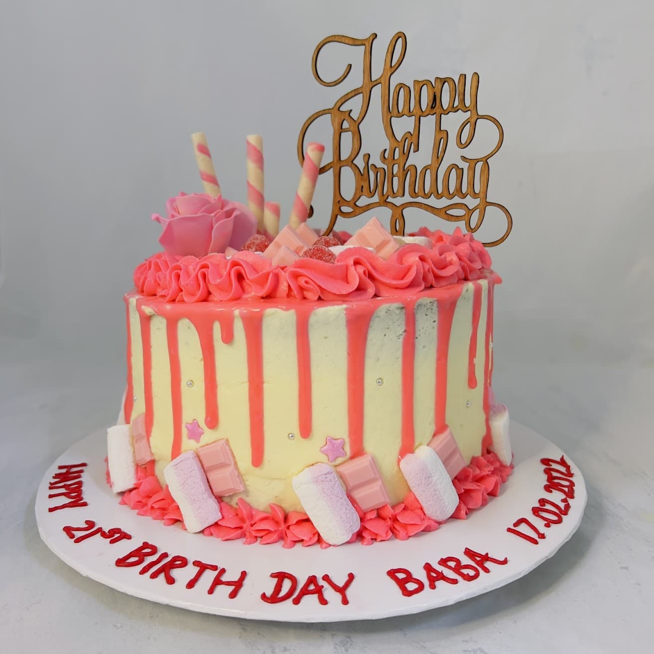 Pink themed 21st Birthday Cake — image 2