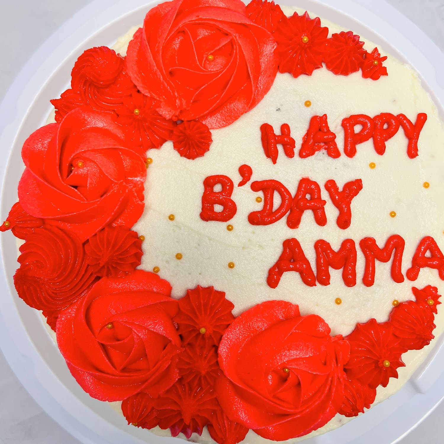 Pink and red Happy Birthday Mom Cake — image 5