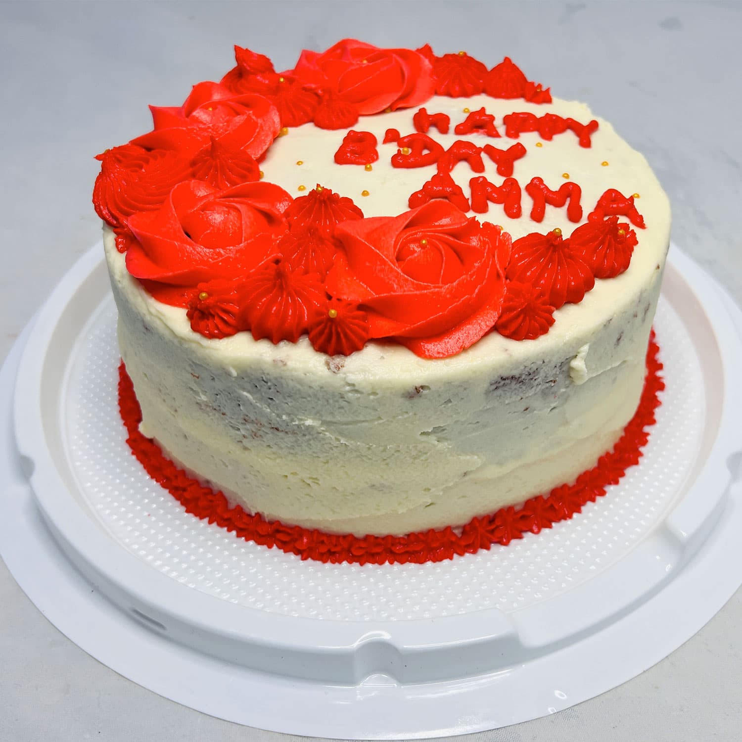 Pink and red Happy Birthday Mom Cake — image 2