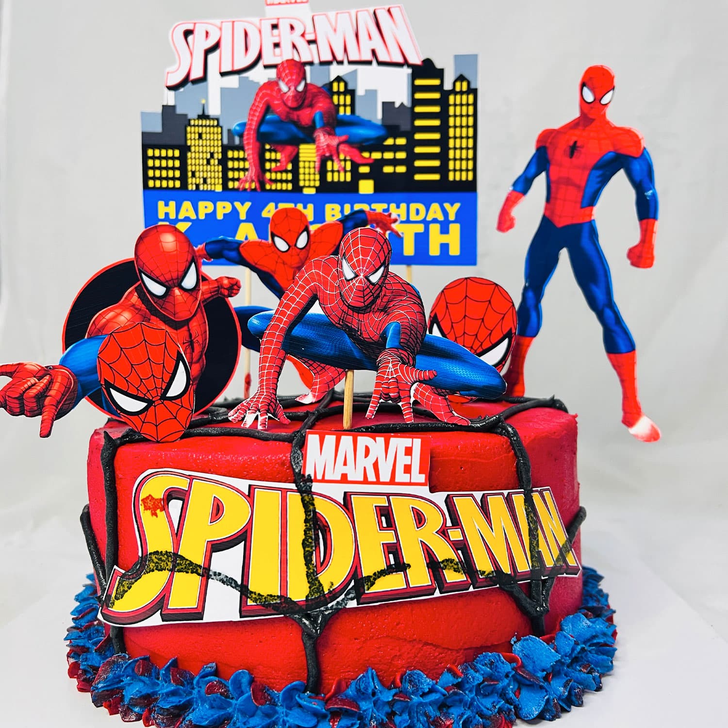 Pink Spider Man Themed Birthday Cake
